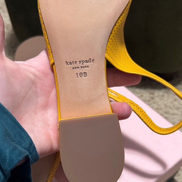 NEW WITH BOX Kate Spade Yellow Perforated Slingback Heels - Picture 4 of 15